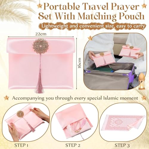 10 Pack Muslim Prayer Rug with Tasbih and Portable Bag Muslim Gift for Women Men Prayers Carpet Mat Mubarak Islamic Gifts Set