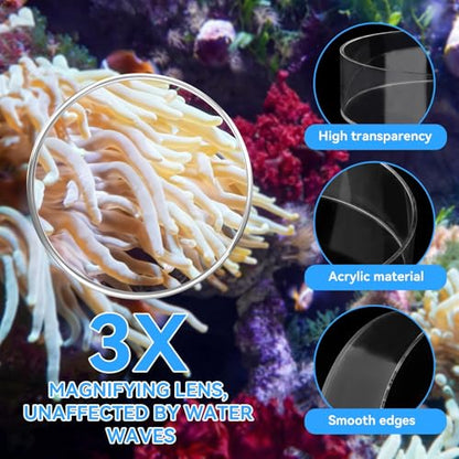 Clear Acrylic Coral Viewer, Aquarium Fish Photograph Cylinder Fish Tank Coral Observe Lense Magnifier Fish Tank Accessory for Viewing Coral and Taking Pictures(250mm)