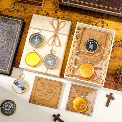 Kingdder 36 Sets Christian Compass Bulk Religious Gifts - color: Gold
