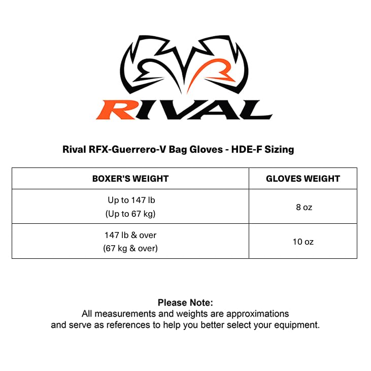 RIVAL Boxing RFX-Guerrero-V Bag Gloves, Multi-Layered Inner Foam Padding (HDEF), Premium Leather, Wrist Lock 2 System - color: Red/Black, size: 8 oz.