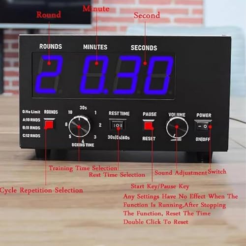Boxing Round Timer,Mini Gym Timer with Adjustable Sound,Selectable Training Time and Cycle Repetitions for Boxing Competitions and Training,Blue - color: Blue