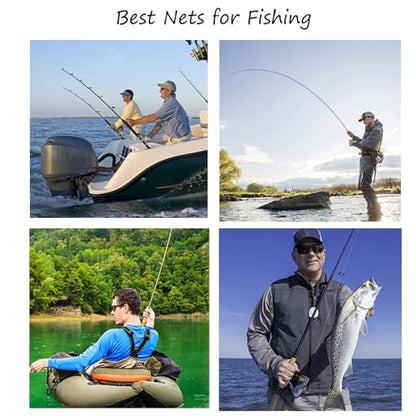 Fly Fishing Landing Net Soft Rubber Mesh Trout Net with Handle Catch and Release Nets Freshwater Saltwater Wooden Nets Gifts for Father Men