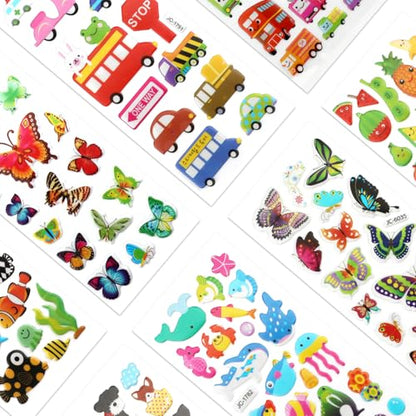 40 Sheets Puffy 3D Stickers for Kids & Toddlers, Variety Adhesive Sticker | Includes Animals Numbers Letters Fruits for Scrapbooking Journal Water Bottles DIY Crafts (Basic Style) - style: Basic Style