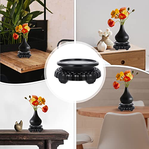 Alipis Bonsai Rotating Pedestal 5.11in Round Flowerpot Base Vase Display Stand for Tea Set Small Fish Tank Jade Home Office Flower Shop and Garden Decor