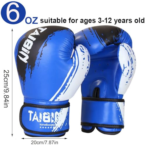 2-in-1 Boxing Gloves and Punching Mitts Set for Kids Youth,6 oz Kids Boxing Gloves and Boxing Pads,Boxing Training Equipment for Punching Bag,Kickboxing,Gift for Boys and Girls - color: Blue