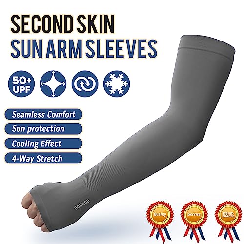 GOUNOD Gardening Sleeves to Cover Arms for Women with Thumb Holes-Sun Protection SPF Cooling Driving UV Blocking - color: 4 Pairs:black,white,grey