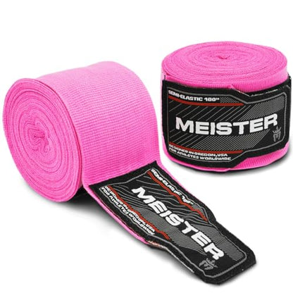 Meister Adult 180" Semi-Elastic Hand Wraps for MMA & Boxing (Pair) - color: Pink