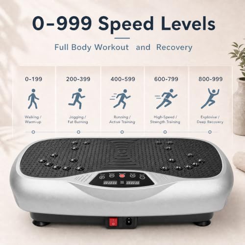 Natini Vibration Plate Exercise Machine - Power Vibrating Plate for Lymphatic Drainage,Whole Body Workout Machine for Women Weight Loss Home Fitness, - style: Silver