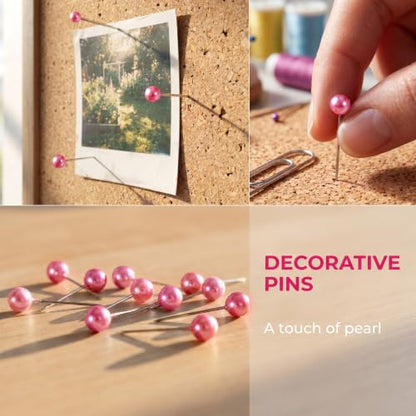 50pcs Decorative Pearl Push Pins, 1.02x0.16in, Red - color: Red-0.16x1.02in-50pcs