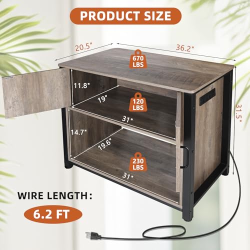 Beuruku 40 Gallon Aquarium Stand with Cabinet & Power Outlets, Heavy Duty Metal Stand for 40-50 Gallon Breeder & Turtle Tanks, Double Terrarium Stand, 660LBS Capacity, Grey - color: Grey, size: 40-50 Gallon
