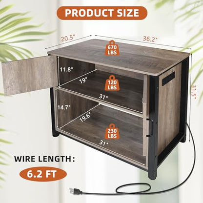 Beuruku 40 Gallon Aquarium Stand with Cabinet & Power Outlets, Heavy Duty Metal Stand for 40-50 Gallon Breeder & Turtle Tanks, Double Terrarium Stand, 660LBS Capacity, Grey - color: Grey, size: 40-50 Gallon