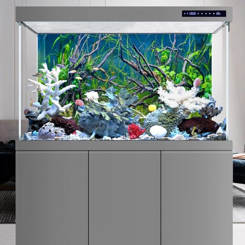 AWERT 48x20 inches Tropical Fish Tank Background River Bed & Lake Aquatic Plant Undersea Tree Branch Aquarium Background Vinyl - size: 48x20in/120x50cm