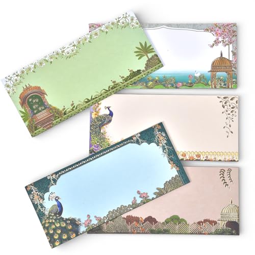 Designer Shagun Money Envelopes for Cash Set of 10 – Traditional Indian Decorative Cash Gift Envelopes, Assorted Colors, Wedding, Birthday, Christmas, Holiday, Easter, Anniversary & Greeting Cards