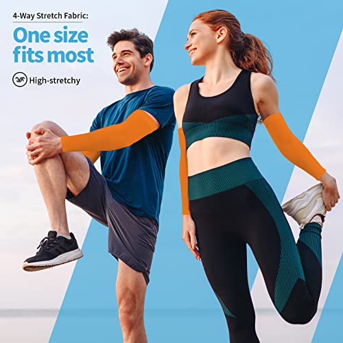 YESLIFE UPF 50 Cooling Sports Arm Sleeve for Men&Women - color: Black + Orange