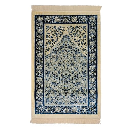 Velvet Muslim Prayer Rug Set with 99 Beads - Blue - color: Blue
