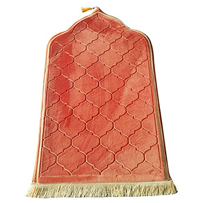 Muslim Prayer Mat, Thick Soft Velvet Muslim Rug, Portable Muslim Prayer Rug, Turkish Prayer Carpet,Janamaz Sajada Carpet for Men and Women Plain Solid Prayer Mat Ramadan Eid Gift.-Brick Red - color: Brick Red