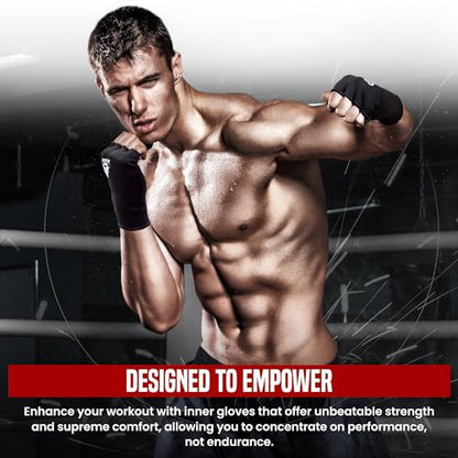 RDX Boxing Hand Wraps Inner Gloves Men Women, Half Finger Elasticated Bandages, Under Mitts Fist Protection, Muay Thai, Kickboxing, MMA, Martial Arts Speed Bag Punching Training - color: Full Black, size: Large