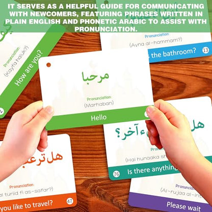 Arabic Conversational Phrase Flash Cards for Beginners, Arabic Cards with English Transliteration for Kids, Students and Adults, Learning Arabic Resource for Travel, Classroom, Homeschool