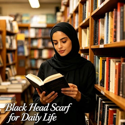 Hijab Scarf for Women, 3PCS Set with Undercap and Hijab Clip Lightweight Modal Muslim Head Wrap Scarf for Daily - color: Sy1-black Hijab+black Undercap