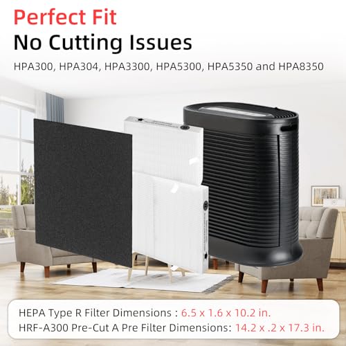 HPA300 Replacement Filters for Honeywell HPA300 Series Air Purifier, HPA300, HPA304, HPA3300, HPA5300, HPA5350, HPA8350,Replace HRF-R3 (6 R Filters and 8 Pre-cut A Carbon Pre-filter) by APPLIANCEMATES - style: 6 Ture HEPA R + 8 A Carbon Pre-Filter