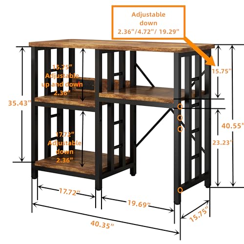 Mini Fridge Stand with Power Outlet, Mini Fridge Stand, Microwave Oven Stand Table, Bar Cabinet, Aquarium Stands, 4-Tier Kitchen Baker's Rack for Spices, Pots and Pans.