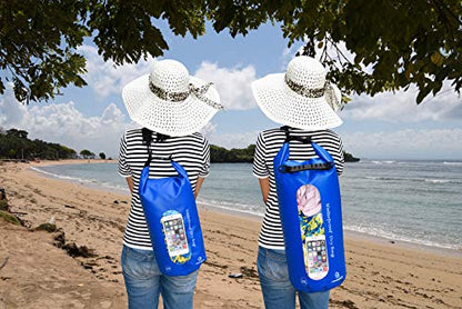 Freegrace Waterproof Dry Bag Set of 3 - Submersible Dry Sack with Double Zip Lock Seals - Includes Waist Pouch & Phone Case - Perfect for Kayaking, Swimming, Boating & Rafting (Window), 10L - color: Navy Blue, size: 10L, style: Window