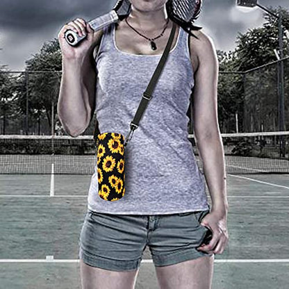 Neoprene Water Bottle Carrier Bag with Adjustable Shoulder Strap,Insulated Water Bottle Cover for Stainless Steel/Glass/Plastic Bottles - color: Sunflowers, size: 500ml