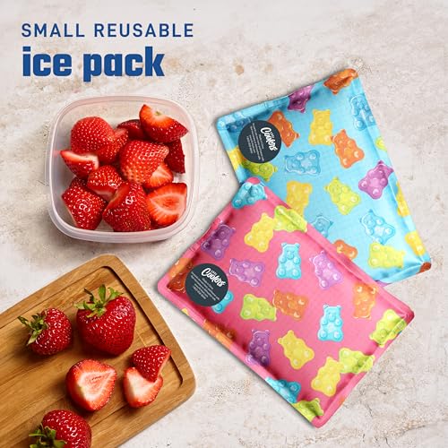 Fit & Fresh Cool Coolers 2 Pack Soft Ice for Lunch Bags, Flexible Stretch Nylon, Durable, Reusable Lunch Box Ice Packs, Soft Ice, Reusable Freezer Packs, Lunch Ice, Easy to Clean, Gummy Bears - color: Gummy Bears (2 Pack), size: Standard