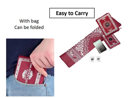 Islamic Prayer Mat,Muslim Prayer Carpet,with Compass Pocket Sized Carry Bag,1 Pieces Muslim Travel Prayer Mat and Attached Compass,Islamic Prayer Rug,with Compass,Red