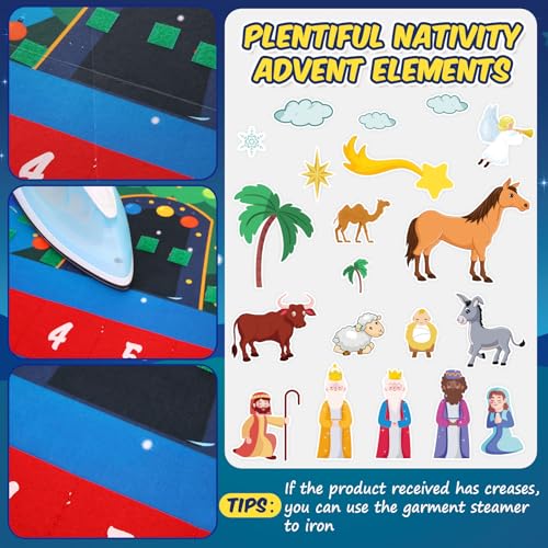 Yexiya Christmas Nativity Advent Calendar 2026 Felt Advent Wall Hanging Craft Calendar with 24 Ornaments Pockets Felt Ornaments Home Decoration for Kids Adults, Countdown to Christmas(Stylish)