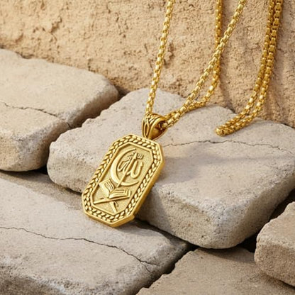 PELOVNY Allah Necklace for Men Women 925 Sterling Silver Islam Allah Pendant Chain Islamic Muslim Religious Jewelry Gifts - color: Allah-01-Golden