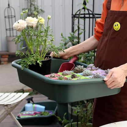 Garden Tidy Tray, Multifunctional One Piece Potting Tray for Seeding, Mixing, Growing and Storage, Succulent and Cactus Soil Potting Mix 23"x16.4"x4.3" (Black) - color: Black