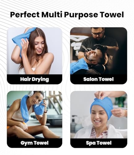 Avalon Towels Salon Towel - Sky Blue Hand Towels Bulk Pack of 24 - 100% Cotton Absorbent Spa, Facial & Gym Towel for Working Out - 16x27 Inches (Not Bleach Proof) - color: Skyblue