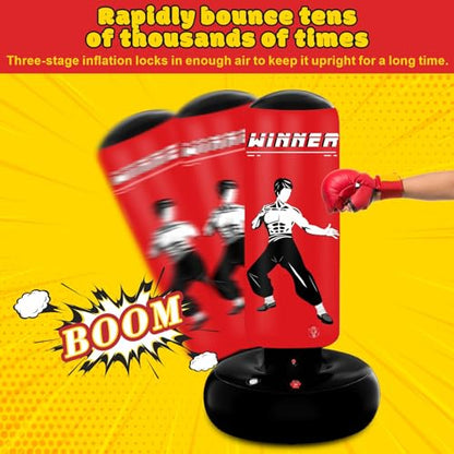 Punching Bag for Kids,67" Inflatable Kids Boxing Bag Toy Gift for Age 5-12 | Larger Stable Kids Punching Bag,Inflatable Punching Toys,Gift for Boys Girls,Practicing Karate,Taekwondo,MMA - style: Lee