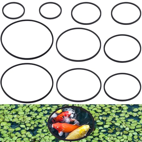10pcs Fish Feeding Rings Set, 5 Sizes Floating Aquarium Plant Corral | Round Fish Feeder Rings for Fish Tank, Floating Plant Ring, Fish Tank Aquarium Accessories for Betta (Black) - color: Black(round)