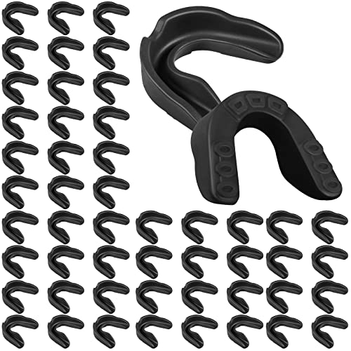 Frienda 50 Pcs Football Mouth Guards Bulk Youth Football Mouthpiece Sports Athletic Mouthguard Teeth Guard for Hockey Karate Basketball Boxing Lacrosse Rugby - color: Black