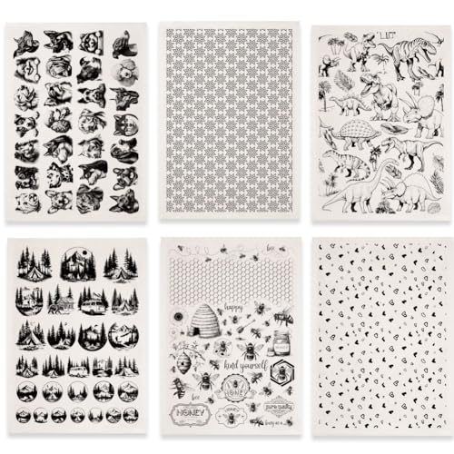 SUPERDANT 6PCS Mixed Underglaze Paper Transfer Dogs Dinosaur Animals Transfer Paper for Clay Ceramic Bees Heart Porcelain Under Glaze Transfers for Pottery Underglaze Decal Papers Handcrafted Gifts - style: Mixed Styles (Dogs)