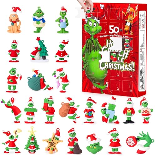 Christmas Advent Calendar 2026,Christmas Countdown Calendar,with 24 Collectible Advent Calendar for Kids Toddler Adult Teens Boy Girls,Xmas Vacation Gifts Idea - color: Christmas green