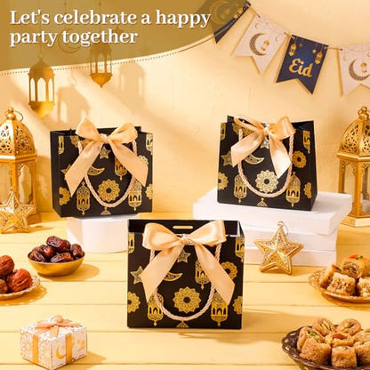 Marspark 60 Pcs Eid Mubarak Decorations for Eid al-Adha, Islamic Party Supplies Set, Muslim Festival Home Decor, Reusable Gift Bags for Family, Table & Indoor Celebration Decoration Kit - style: Eid Lantern