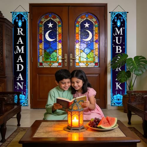Nuxovilar Ramadan Porch Sign Entrance Banner Set 12x71in Polyester - color: hd13424
