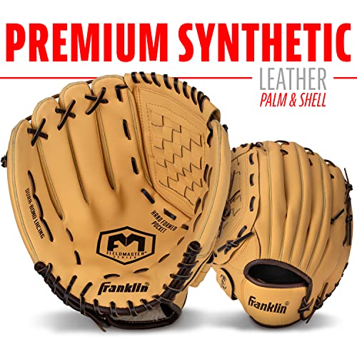 Franklin Sports Field Master Baseball + Softball Glove - Field Master Adult + Youth Baseball + Softball Mitt - Men's + Women's Gloves - color: Camel, style: 12.5" - Basket Web