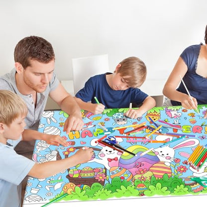 Gatherfun 부활절 파티 활동 포스터 - 79.2 x 182.9cm(31.5 x 72인치), 부활절 - 테마 파티, 학교 파티 및 특별 이벤트 장식용 다용도 종이 컬러링 배너/테이블 커버 - style: 부활절