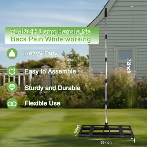 Lawn Leveling Rake 30"X 10" for Soil, Gravel Leveling Rake Heavy Duty with Adjustable Long Handle, Garden Level Rake with Tines for Yard, Landscape, Leveling Sand, Grass, Dirt - size: 30"x10"