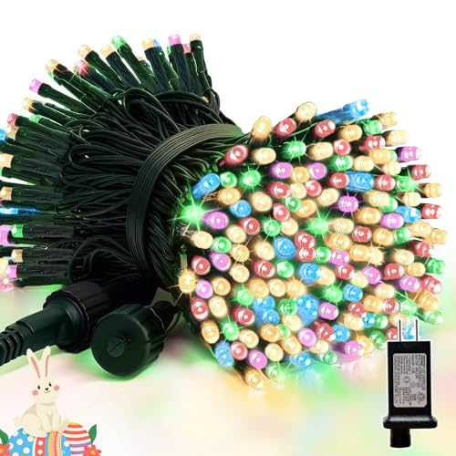 LAMPHOME 33ft Christmas Decorative Mini Lights, 100 LED Green Wire Fairy Starry String Lights Plug in, 16 Lighting Modes, for Indoor Outdoor Xmas Tree Wedding Party Decoration (Warm+Multicolor) - color: Warm and Multicolor, size: 100LED