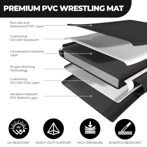FAHKNS Inflatable Wrestling Mat for Home,10x10FT 4" Thick Jiu Jitsu Mats,Waterproof PVC Mat for Yoga,Gymnastics,BJJ, MMA,Grappling,Judo,Boxing,Martial Art