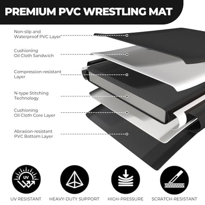 FAHKNS Inflatable Wrestling Mat for Home,10x10FT 4" Thick Jiu Jitsu Mats,Waterproof PVC Mat for Yoga,Gymnastics,BJJ, MMA,Grappling,Judo,Boxing,Martial Art