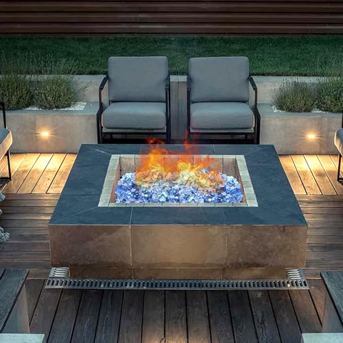 Blue Fire Pit Glass, 10 Pounds High Luster Fireplace Glass Rock | 1/2 Inch Fire Glass Rocks,Glass Rocks for Fire Pit Table, Propane Fireplaces, Fire Bowls - color: Pacific Blue, 1/2 Inch, size: 10 Pounds