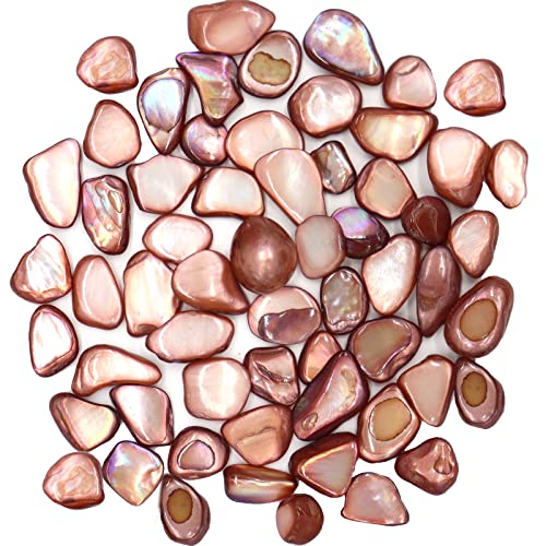 MOP Small Mini Colorful Coffee Mother of Pearl Shells | Natural Seashell Fragments for Crafts, Vase Filler and Wedding Decor, 32 oz (2 lb) - color: Coffee