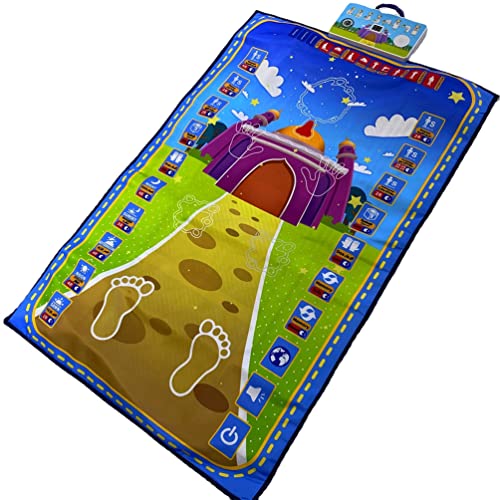 Adult Educational Interactive Prayer Mat-Islamic Gifts Muslim Blue - style: Blue-MMM