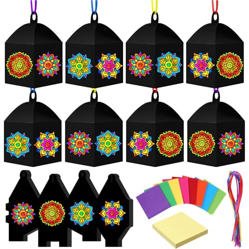 Maitys 16 Sets Diwali Lantern Craft Kit, Mandala Paper Lanterns for Adults - style: Mandala